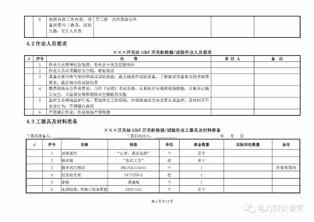 10kV開關(guān)柜維護和測試標準化操作說明